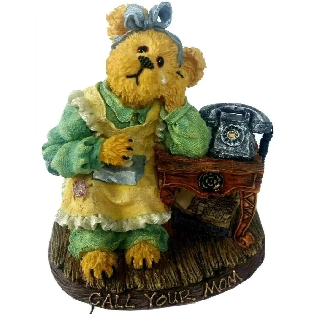 Boyds Momma Figurine Bearstone Collection Momma Guiltrip Call Your Mom First Ed - Picture 1 of 9